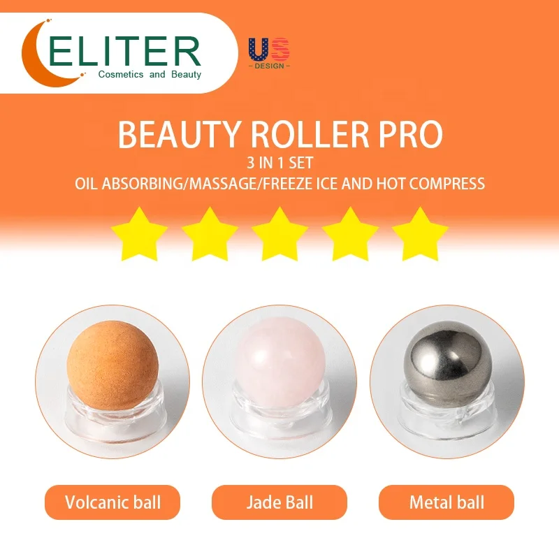 Eliter Newly Designed Oil Absorbing Roller Usa Face Roller Facial Massage Skin Lifting Ice Roller Massage Gun Ice Globes