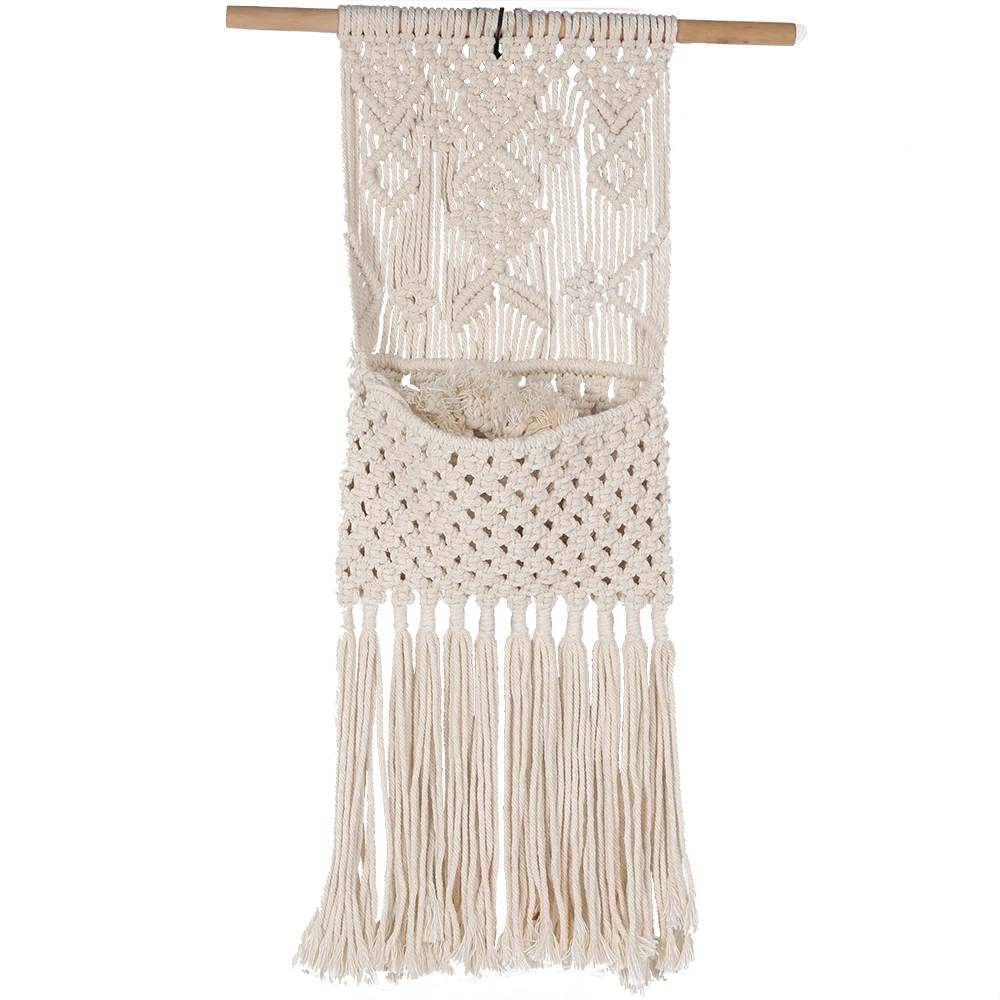 Pure handmade cotton tassel decoration Bohemian  boho decor macrame Wall Hanging tapestry Dream Catcher macrame with pocket