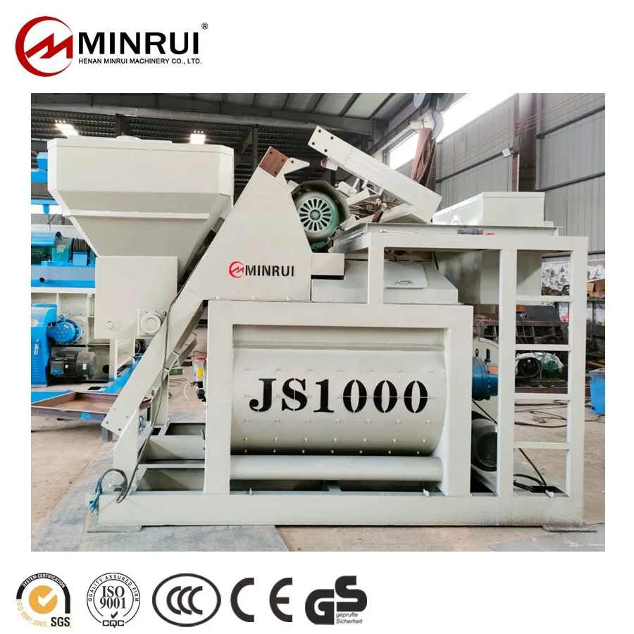 Minrui CE JS1000 Large Capacity 1 Cubic Meter Concrete Mixer With Spare Parts