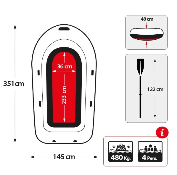 Challenger Outdoor Inflatable Kayak Dugout Canoe With Paddles for 4 People