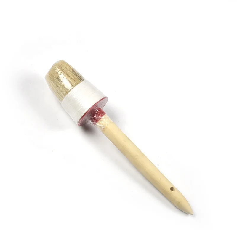 Round oem paint brush with nature wooden handle and bristle