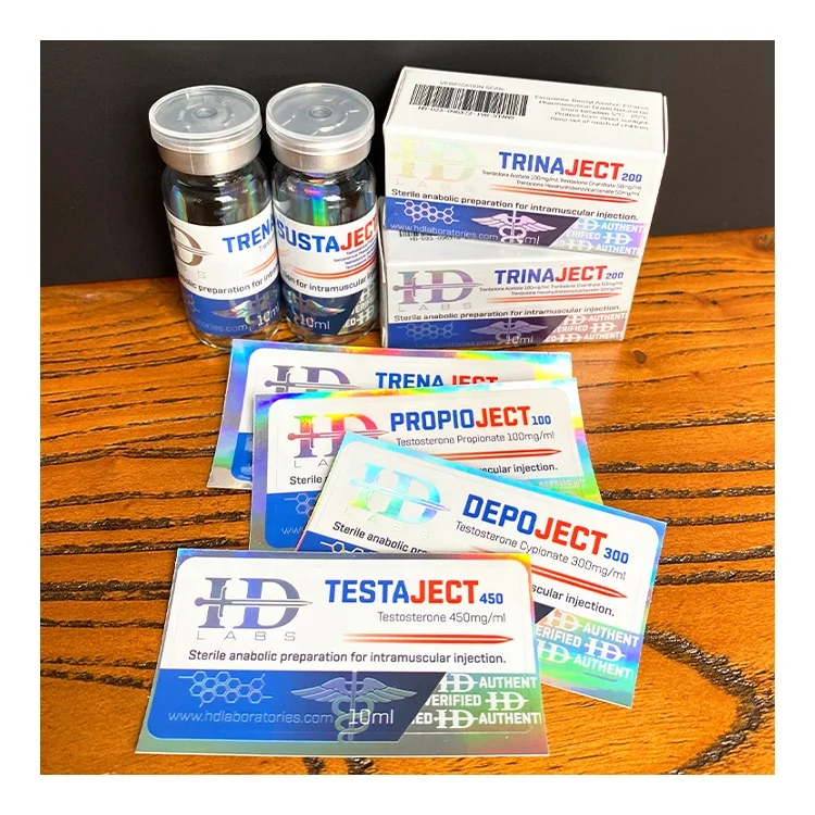 Custom brand laboratories label injection TEST P100 10ml steroides oil vial labels box