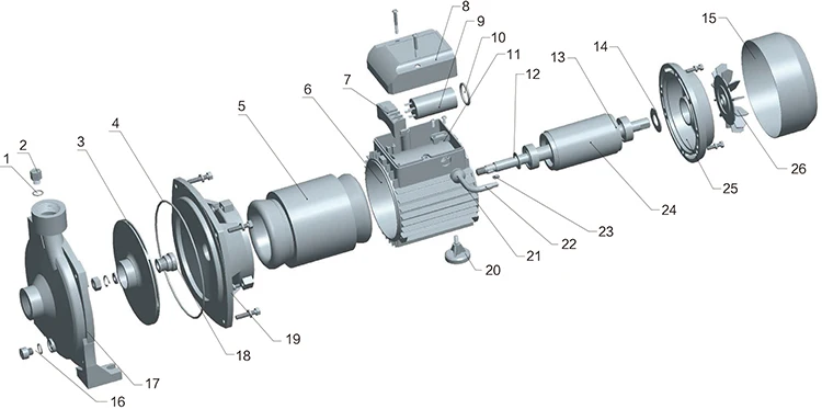 2 hp - 10 hp High Efficient Surface Pump Draw Water Dewatering Electric Pump BP-203