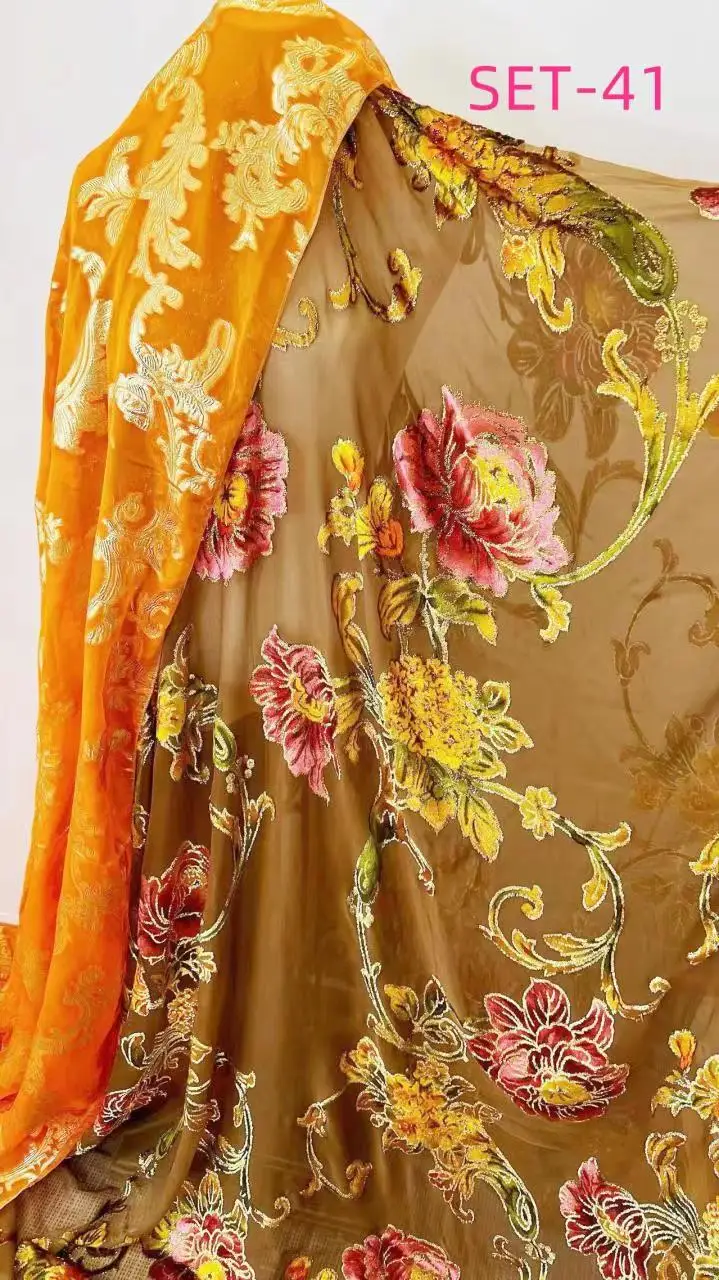 Custom Printing Soft Dress Burnout Silk Fabric Velvet Fabric With Manufacturer Price