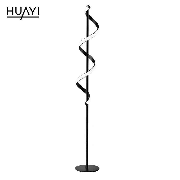  HUAYI Living Room Hotel Decoration Matte Black Aluminum Matel Luxury LED Floor