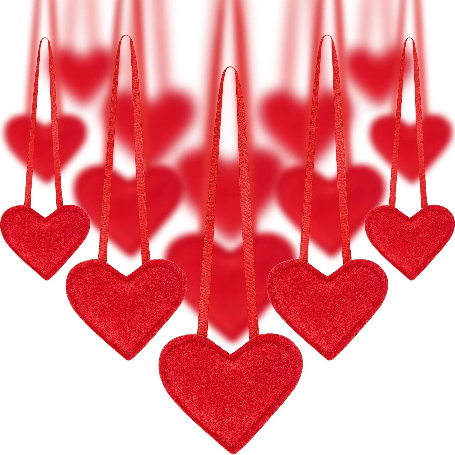 Valentines Heart Hanging Decoration Red Felt Hanging Heart Ornament for Christmas Tree Valentines Wedding Party Decoration