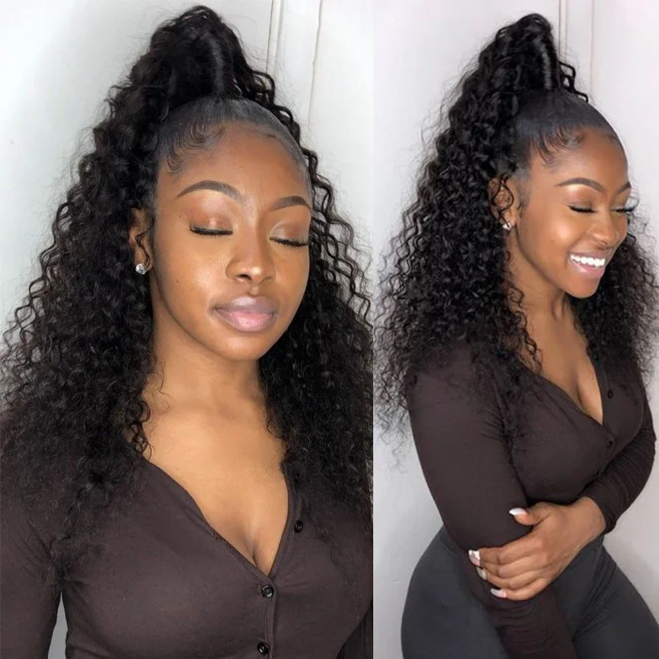 Drawstring Ponytail with Clip in Curly Ponytail For Black Women Deep Curly Hair Extensions Ponytail Curly Pony Tail From Vietnam