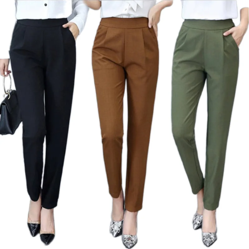 
High Waist Office Lady Casual Pants Business Formal Women Long Straight Leg Pants 