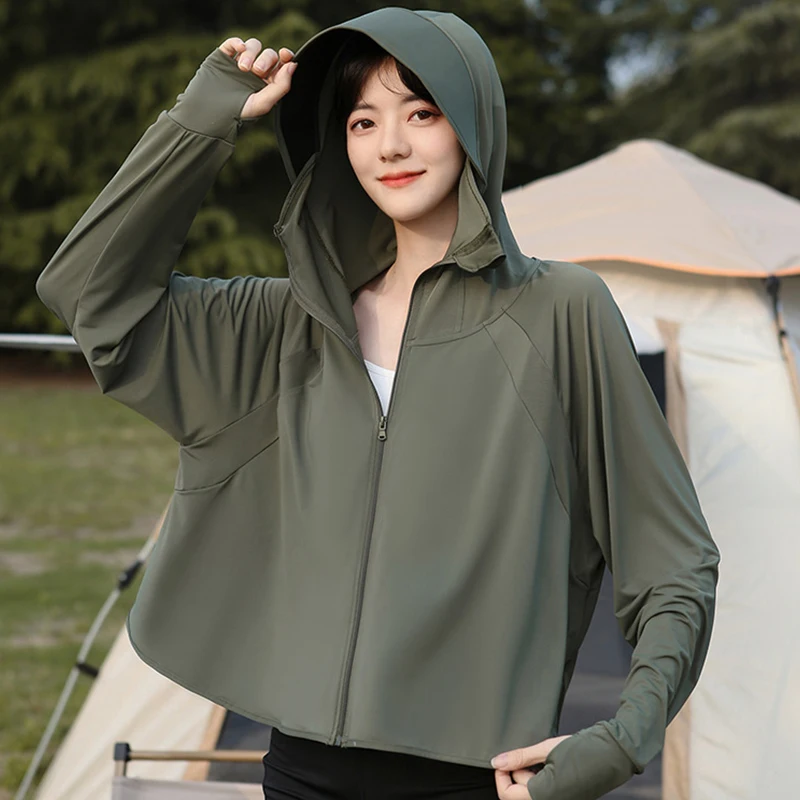 2024 new long sleeve anti UV jacket Outdoor Hooded Ultraviolet-proof Clothing loose fit sun screen skin coat
