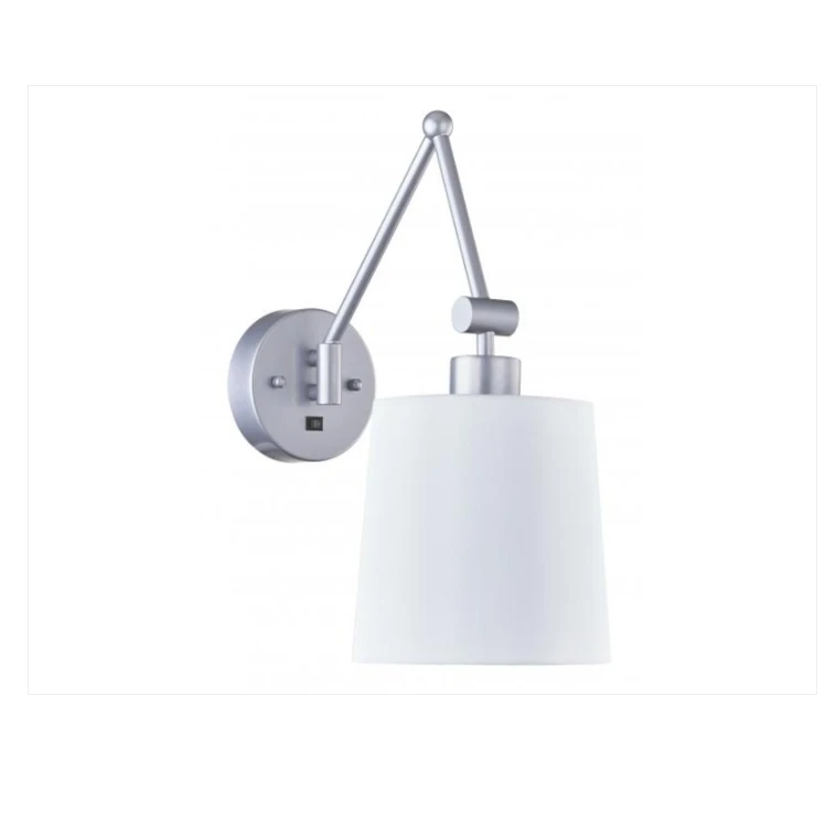 Adjustable round shape fabric lampshade wall lamp with 27 Watts Fluorescent or LED Equivalent for bedside hotel wholesale