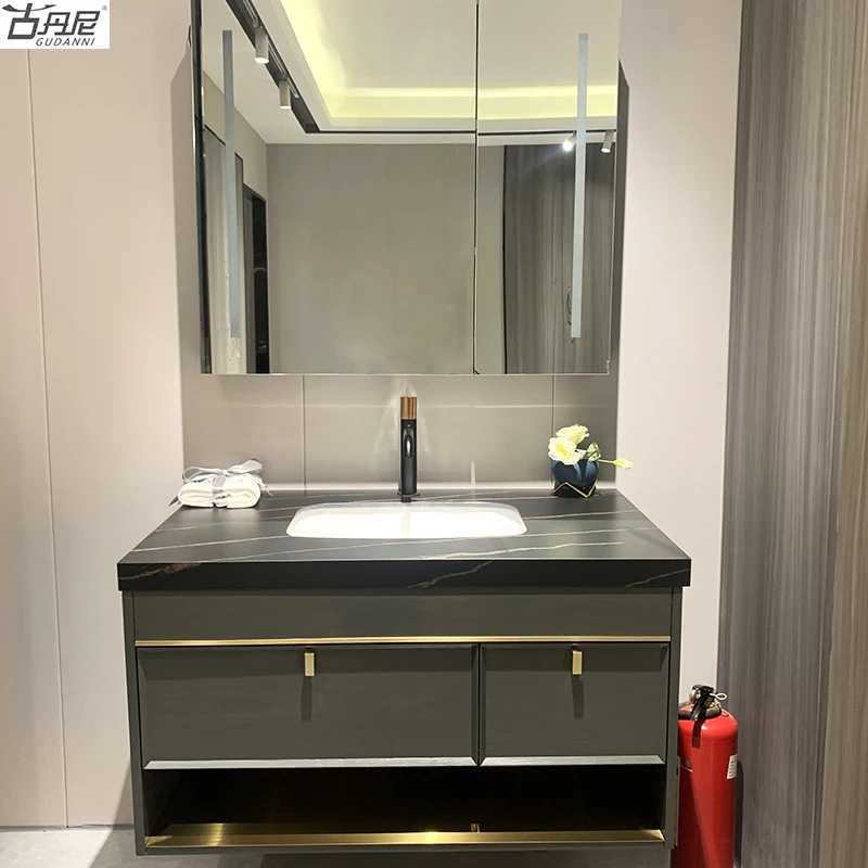 2021 hot sale  waterproof bathroom solid wood cabinet vanity sink wash basin with cabinet