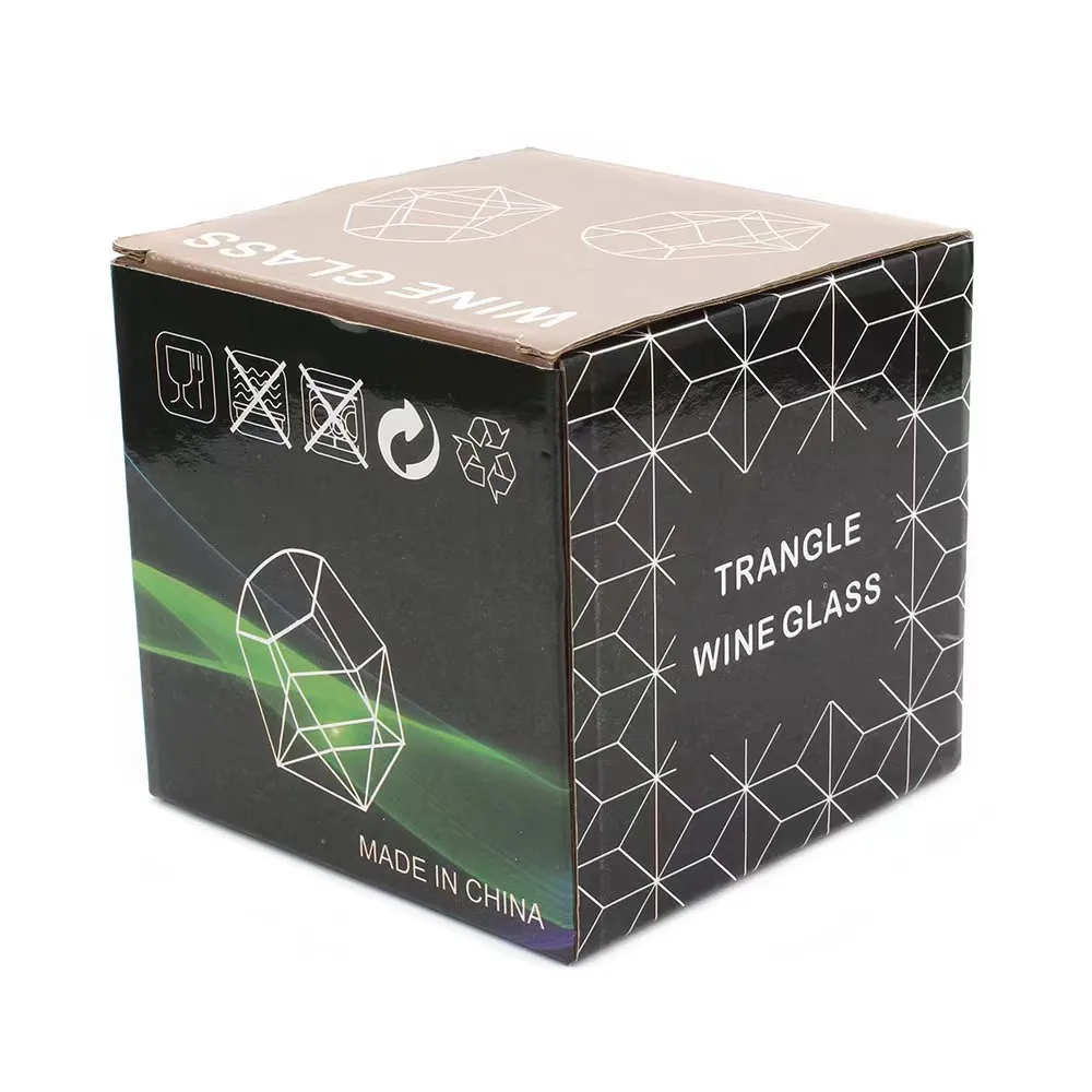 Creative 300ml geometric triangle flip cup stemless whiskey wine glass cup