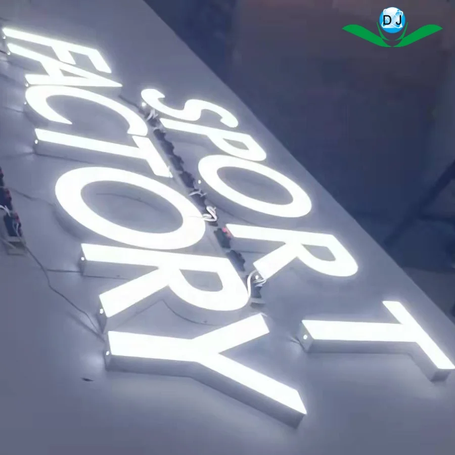 Dingjia 3D letter shop signs luminous building customized business signs and logo outdoor storefront LED letters