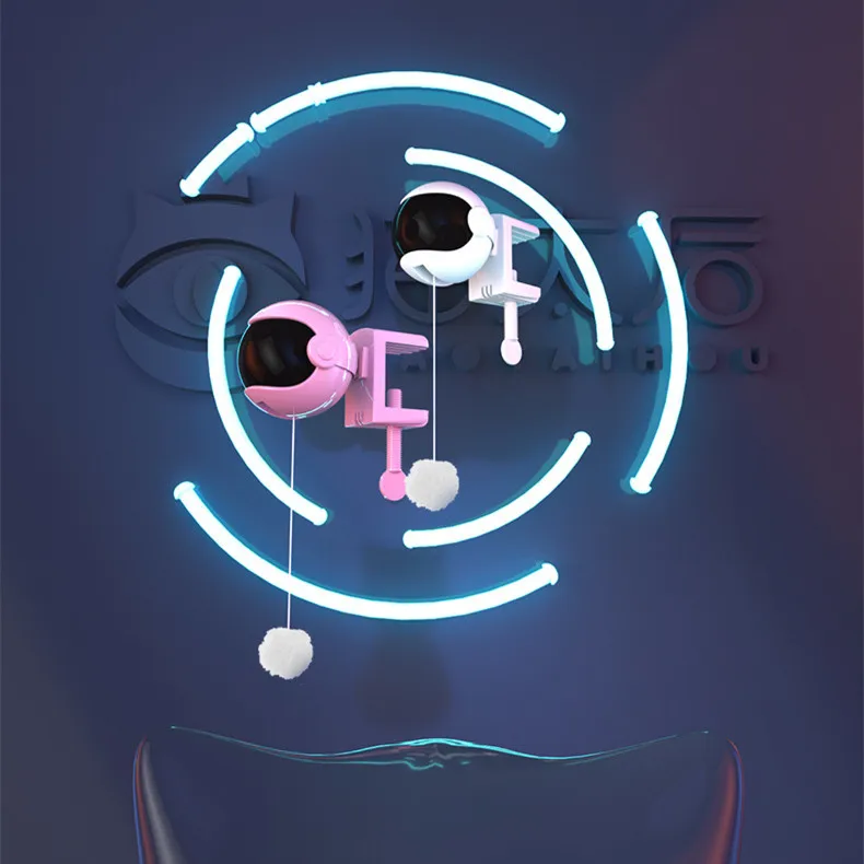 Automatic Lifting Spring Rod Toy Ball Electric Cat Toy Funny Cat Ball Interactive Funny Pet Toy with Clip Base Pink and White