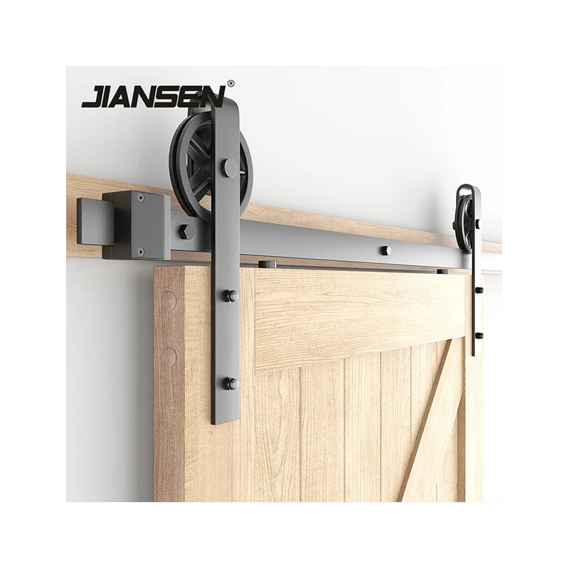 Heavy Duty Black Carbon Steel Soft Closing Single Sliding Barn Doors Hardware Kits For Interior Sitting Room