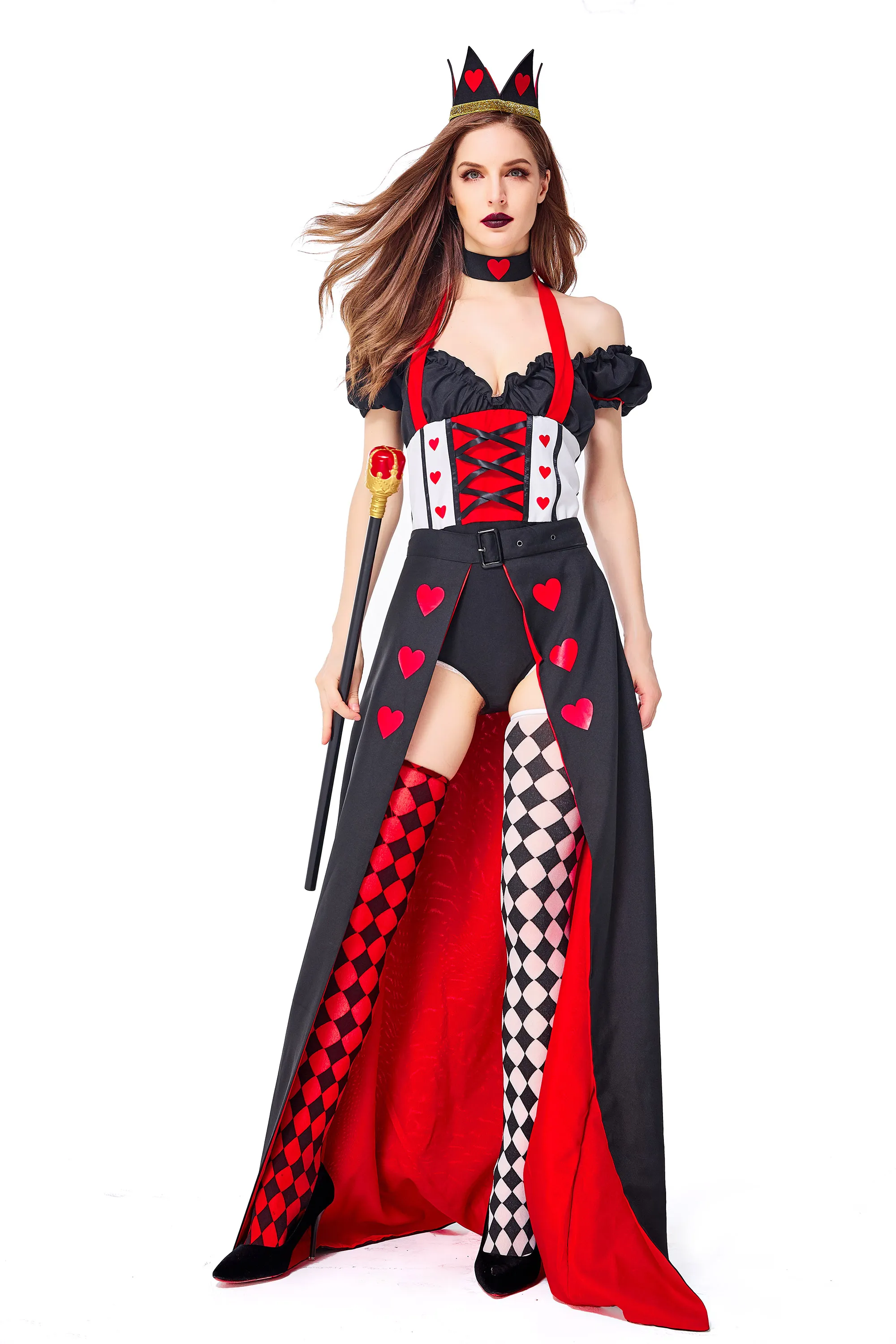 Amazon Hot Selling Royal Heart Queen Costume Sexy of Hearts