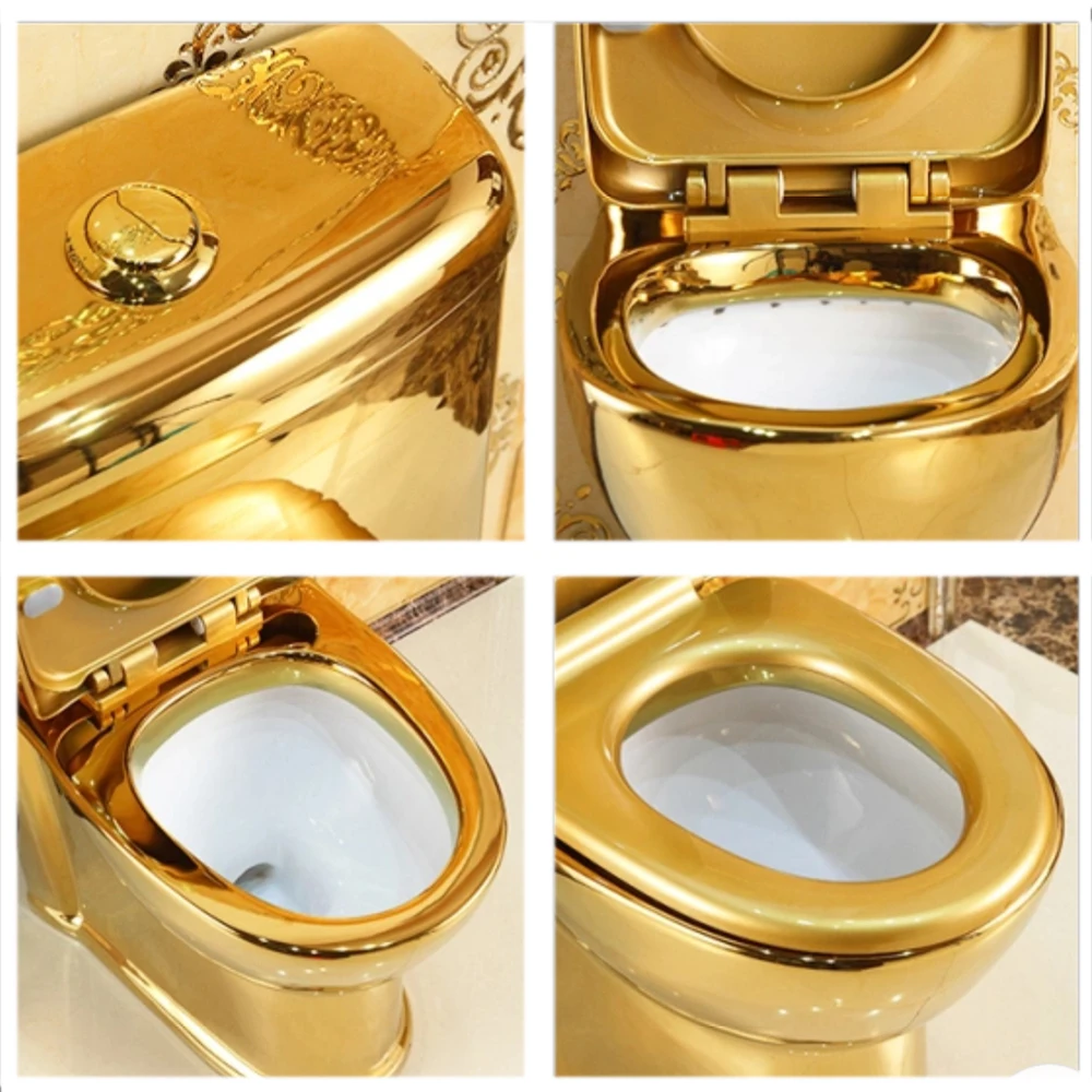 
High quality ceramics flush toilet luxury gold toilets for bedroom 