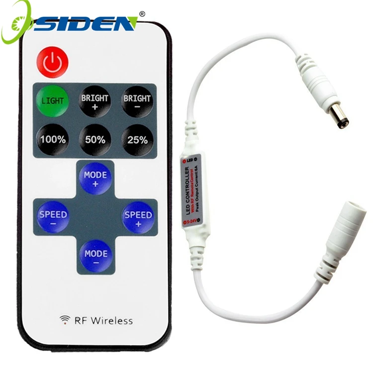  DC5-24V 12В/144 Вт 24В/288 11Key LED Мини RF беспроводной Одноцветный контроллер с разъемом постоянного