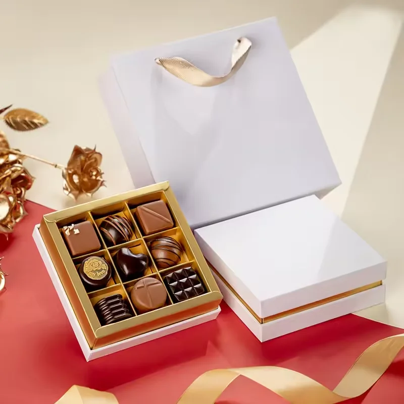 Wholesale Handmade Luxury Cardboard Chocolate Gift Boxes for Truffle Chocolate Bonbon Packaging Box with Dividers