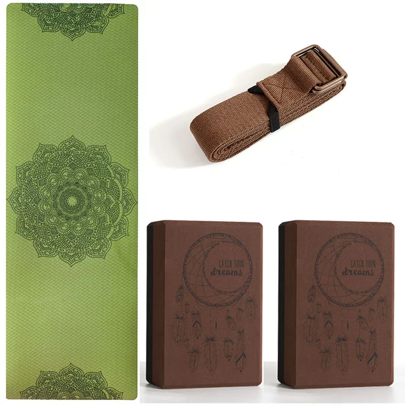 
BSCI factory premium quality custom logo yoga mat set with yoga block and yoga strap and mat sling all in a box 