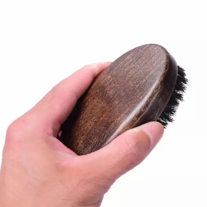 Top selling wholesale Custom Logo Beard Styling Brush 100% Boar Bristle Beard Brushes Beech Wooden Moustache Care Brush For Men