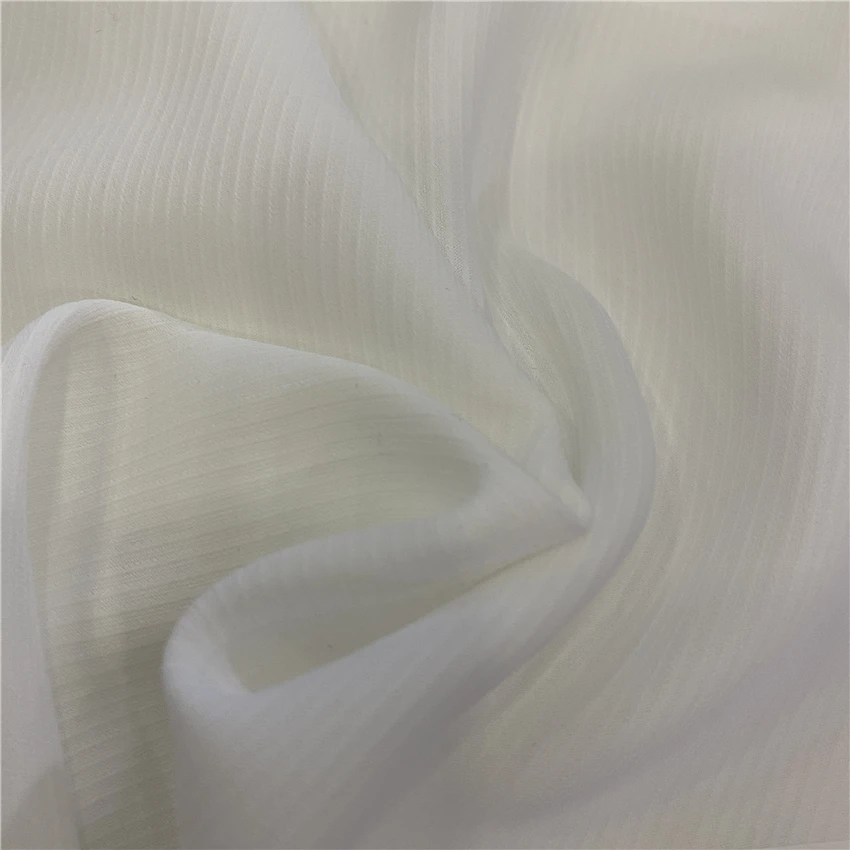 WHOLESALE White Twisted Poly 80D SPH Cavalry Twill Woven Imitated Silk Crystal Chiffon Fabric For Digital Print Women Dress