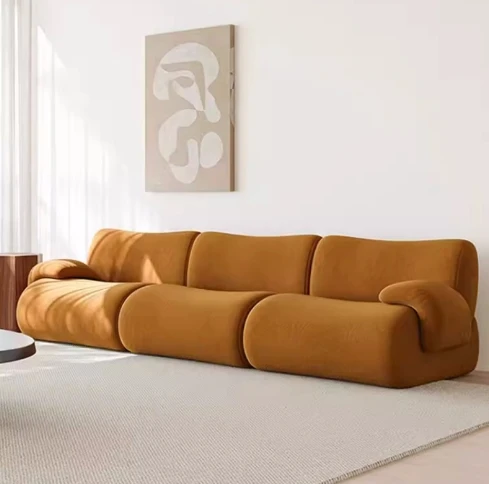 Nordic Wabi Sabi Light Luxury Velvet Multi-Person Sofa Vacuum Compression Corner Module for Living Room Bed Type