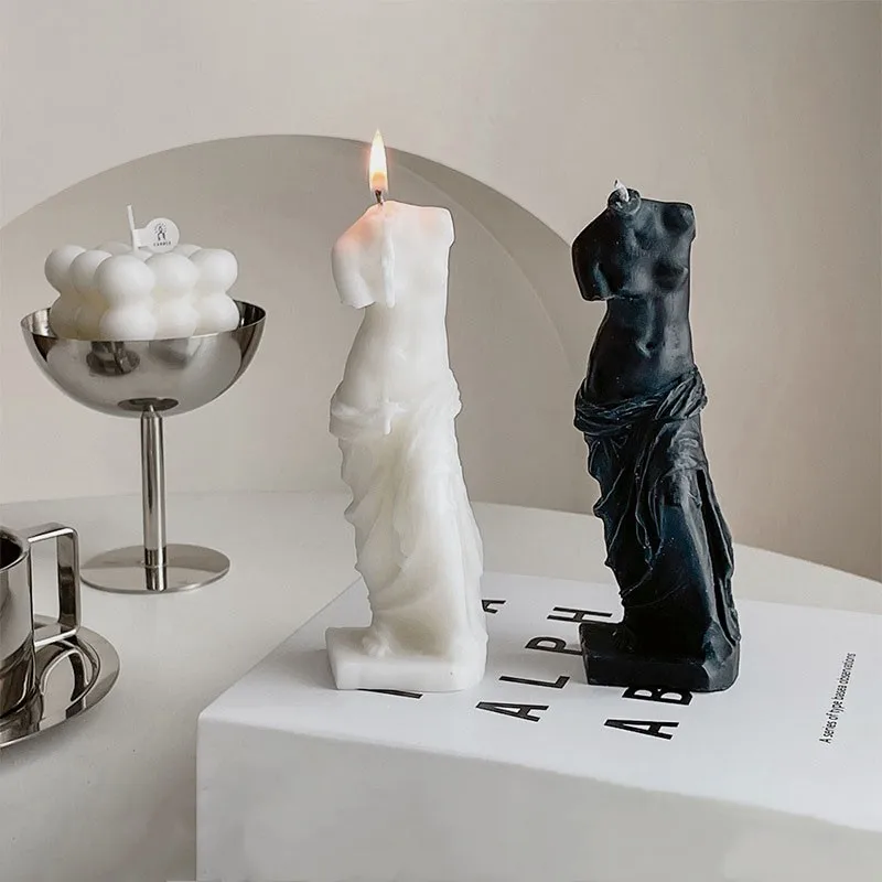 Paraffin Black White Art Candles Sculptural Greek Statue Torso Candle Human Body Scented Candles