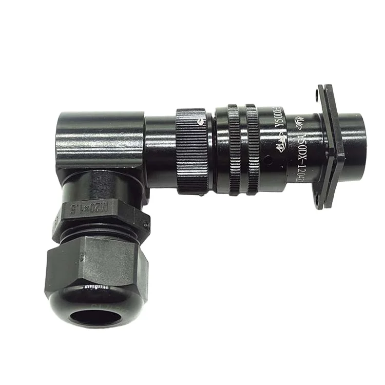 Plug Y50DX-1204TK5/Socket Y50DX-1204ZJ10 Working Current 30A Curved Wire Protection Type 4 pin Circular Connector