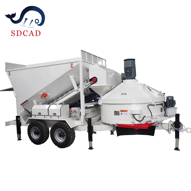 SDCAD buy concrete plant 10m3/h small mobile concrete batching plant with control system