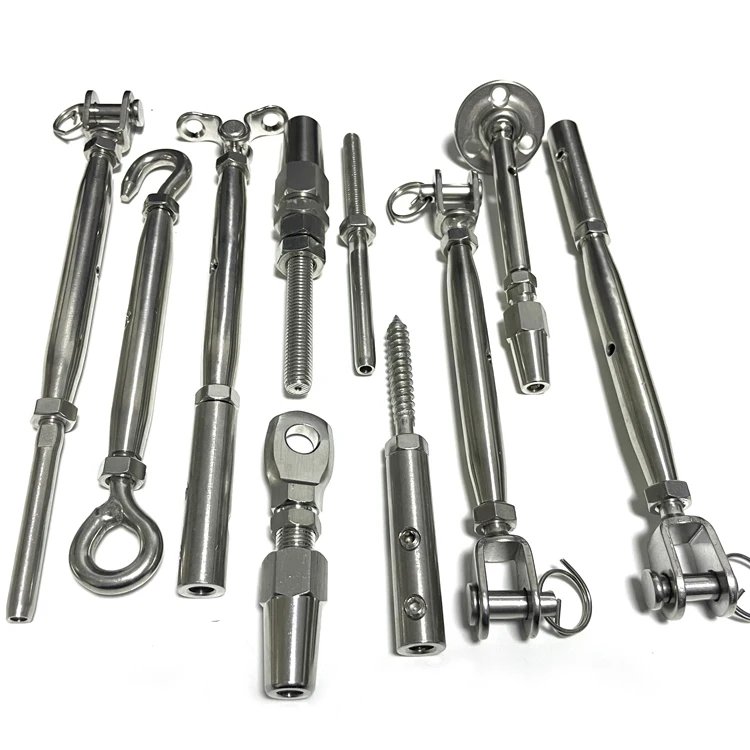 Heavy duty marine swageless and swage wire cable rail jaw toggle hook eye terminal turnbuckle