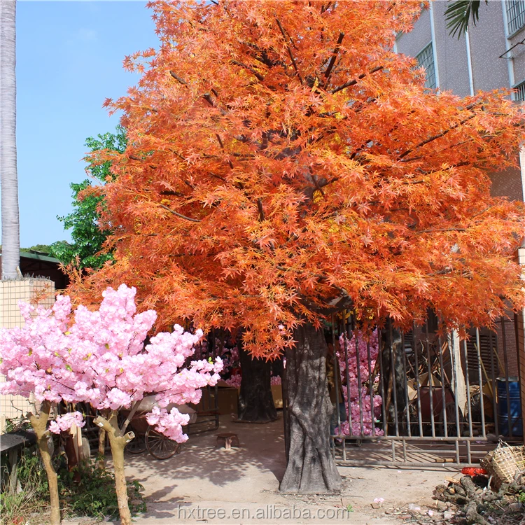 Natural 3m Autumn Maple Artificial Silk Trees, Red Japanese Maple tree Canada gold leaves maple tree