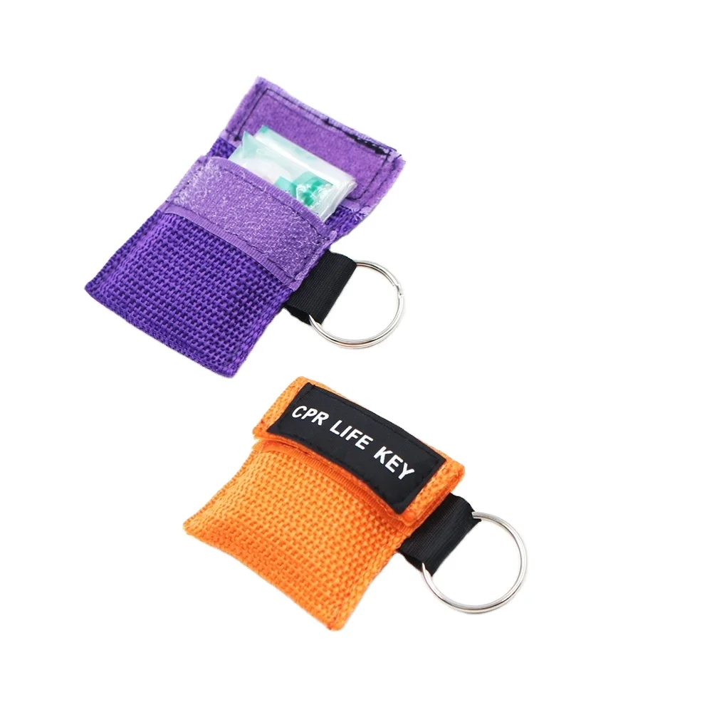 Wholesale disposable free breathing barrier face shield life key keychain training cpr mask