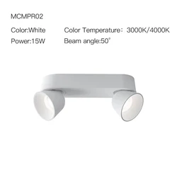 XrzLux 15W Nordic Modern Double Head Surface Mount Ceiling Spotlight Aluminum 355 Degree Rotatable Adjustable Led Downlight