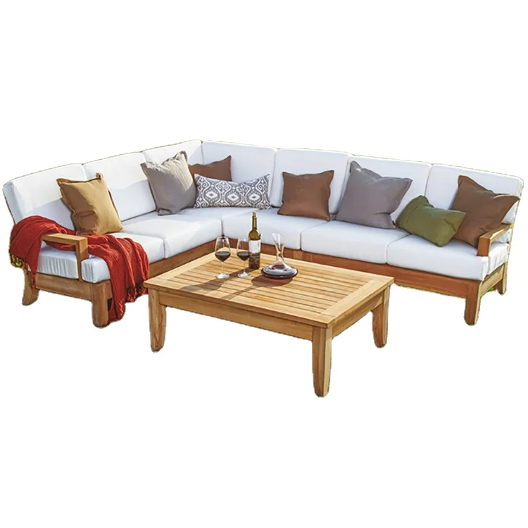 High quality hotel home outdoor indoor  Burma teak garden sofa rattan aluminum sun proof