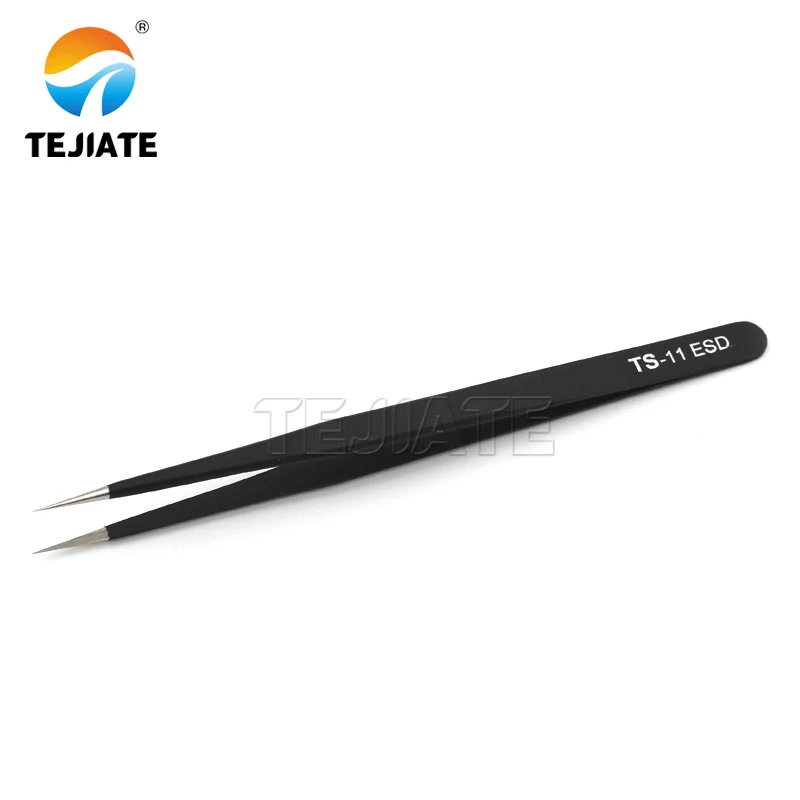 China Metal Tweezers Pick Up Electronic Components Fiber Tip Tweezers Set For Mobile Phone Repair Hand Tool Black Tweezer