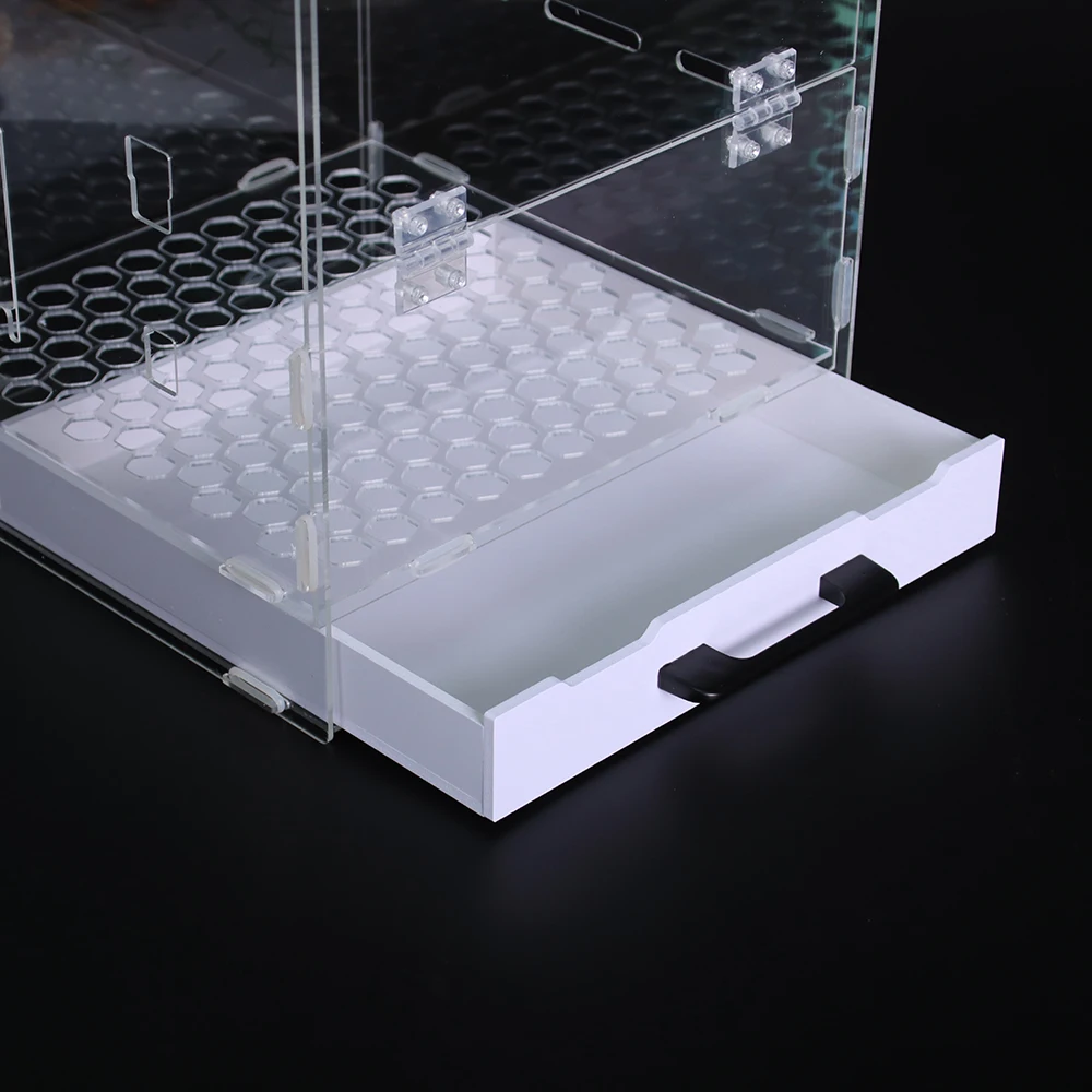 Custom big size  rectangle clear Acrylic Parrot Bird Cages with breeding door and food cups
