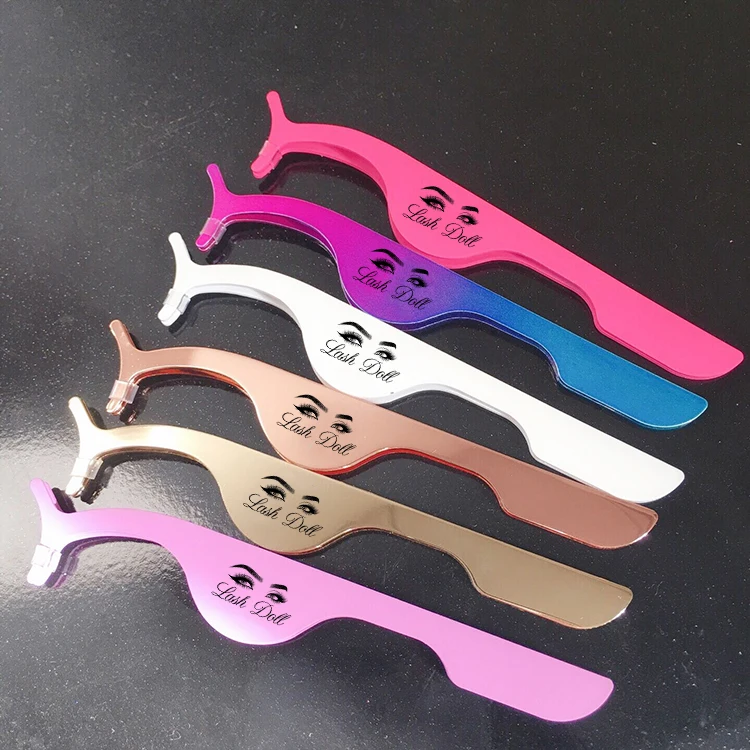 Private Label Stainless Steel False lashes rose gold Tweezers eyelash Applicator