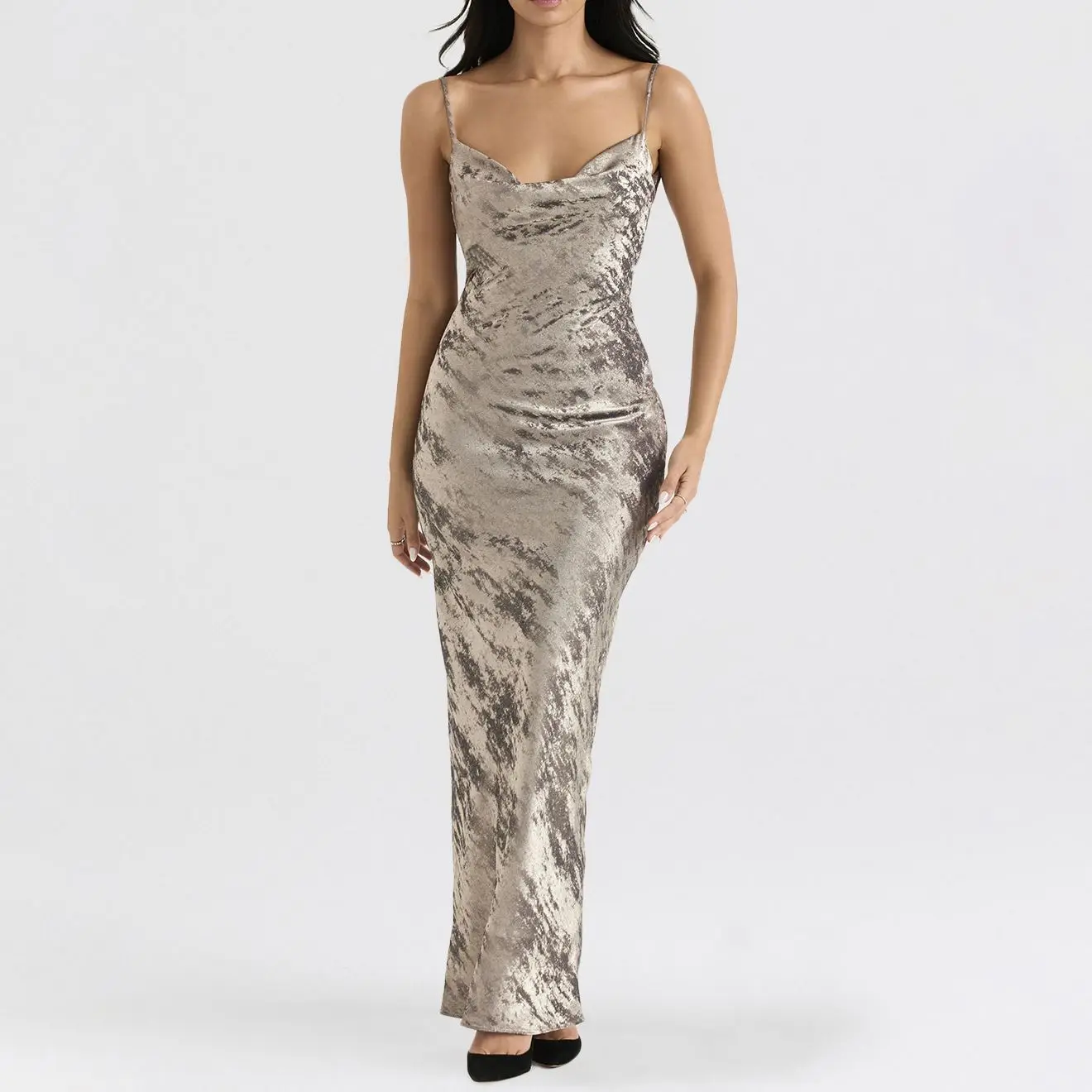 2023 Oem Odm Elegant Luxury Satin Deep V Open Back Design Wedding Glam Event Gowns For Women Evening Dresses