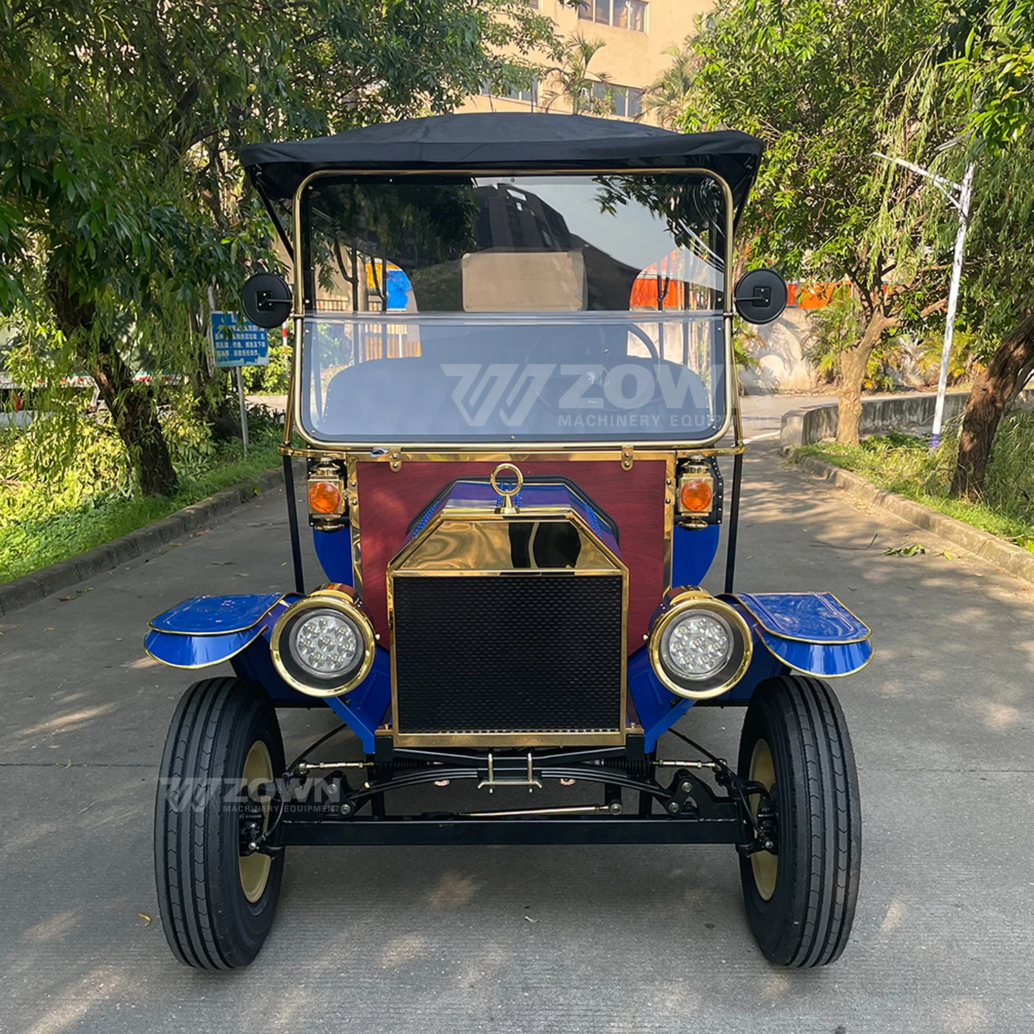 Blue Antique Electric Vintage Sightseeing Car Royal Vintage Prices Electric Golf Car Mini retro Cars Fiat for Sale