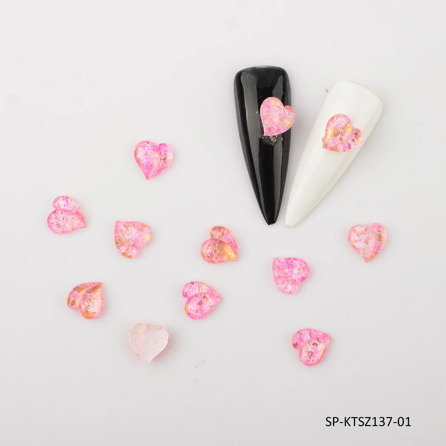 Peach Heart Lovely Stereo Nail Charms Flatback Jewelry Aurora Resin Crystal Stone DIY Nail Rhinestone Nail Parts