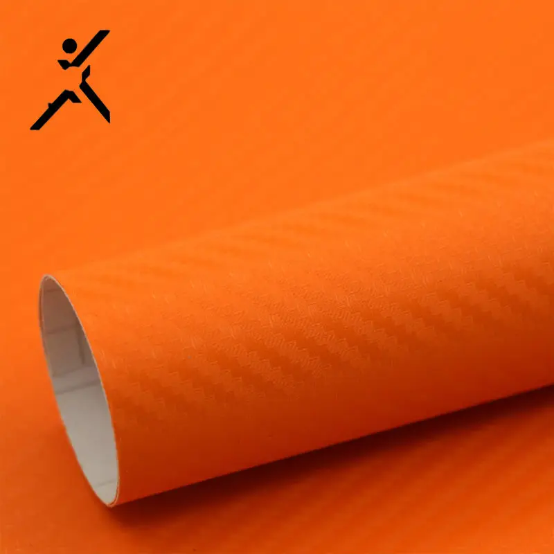 1.52*28M PVC Car Sticker For Car Orange 3D Carbon Fiber Vinyl Wrap Self Adhesive Mobile Phone Computer Car Decoration Stickers