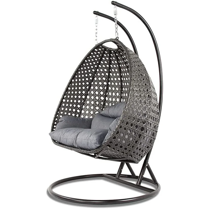 Jhula Stand Jhoola Iron Frame Hanging Egg Iratan Rattan Shaped Leisure Garden Swing Chair