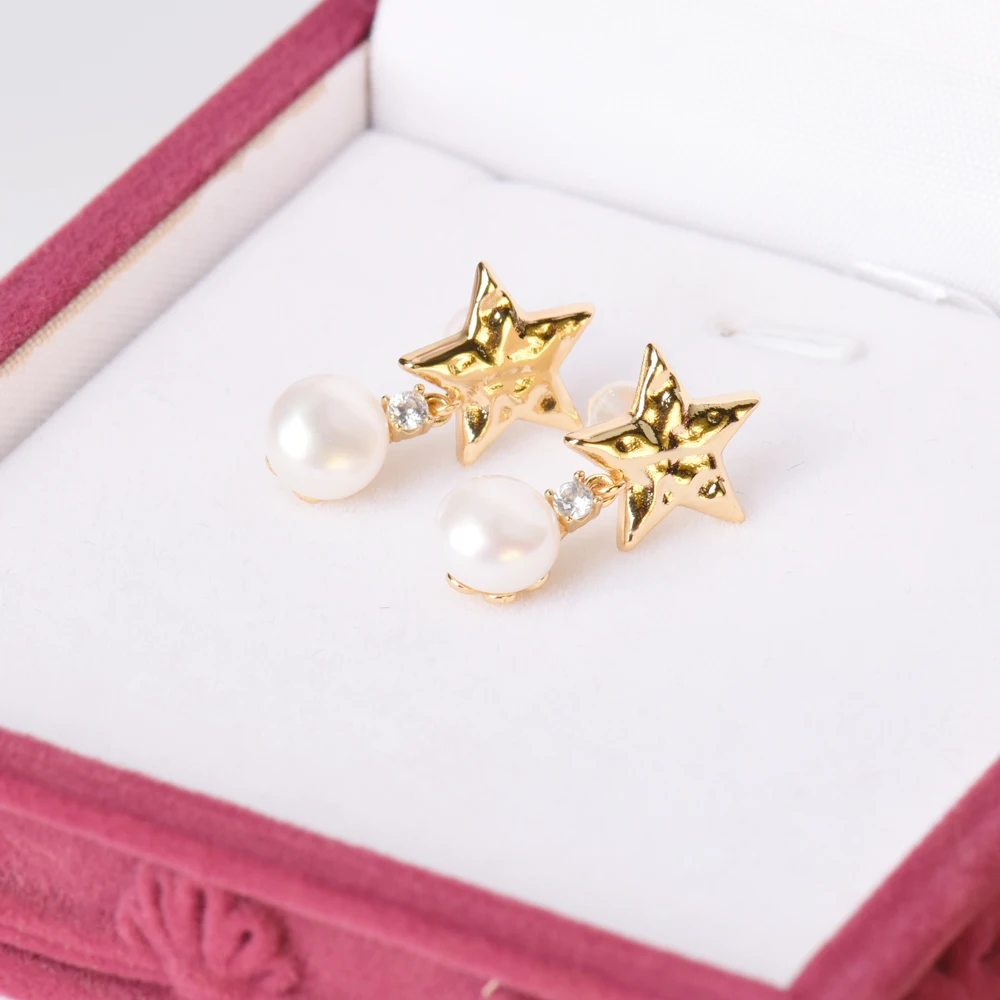Modern unique design draft quality 14k Gold Filled pearl CZ jewel earrings for women 14k Gold Filled Pearl CZ Earring