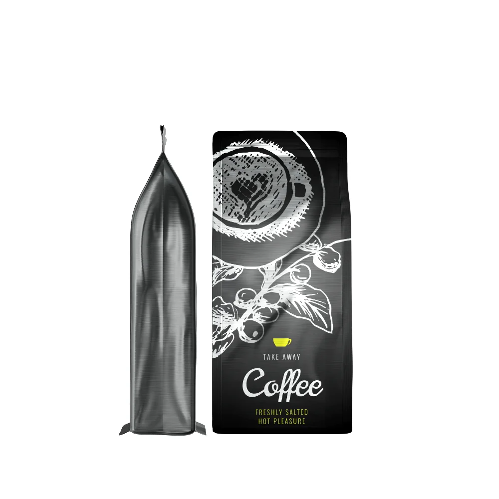 customized side gusset coffee bag with valve flat block bottom coffee packaging bag