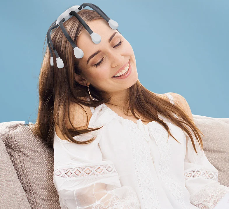 Automatic 10 Heads Finger Rechargeable Smart Vibration Spider Head Massage Tool Vibrating Electric Scalp Octopus Head Massager