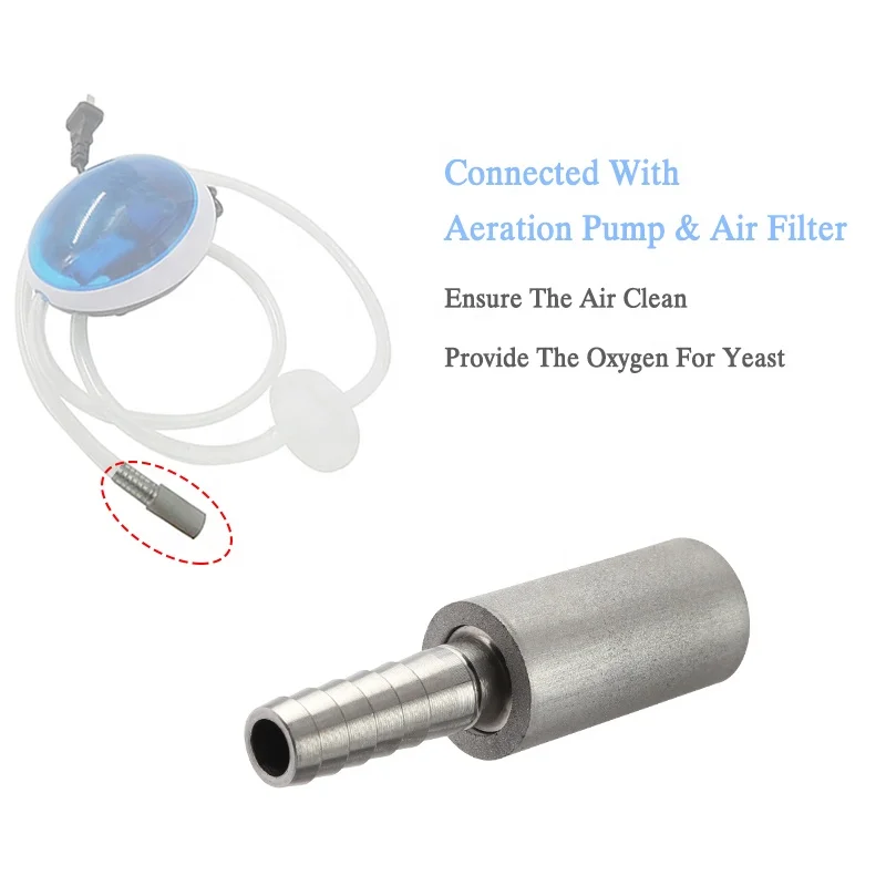 Stainless Steel 2 Micron Diffusion Stone with 1/4' Barb Home brewing for Beer Water