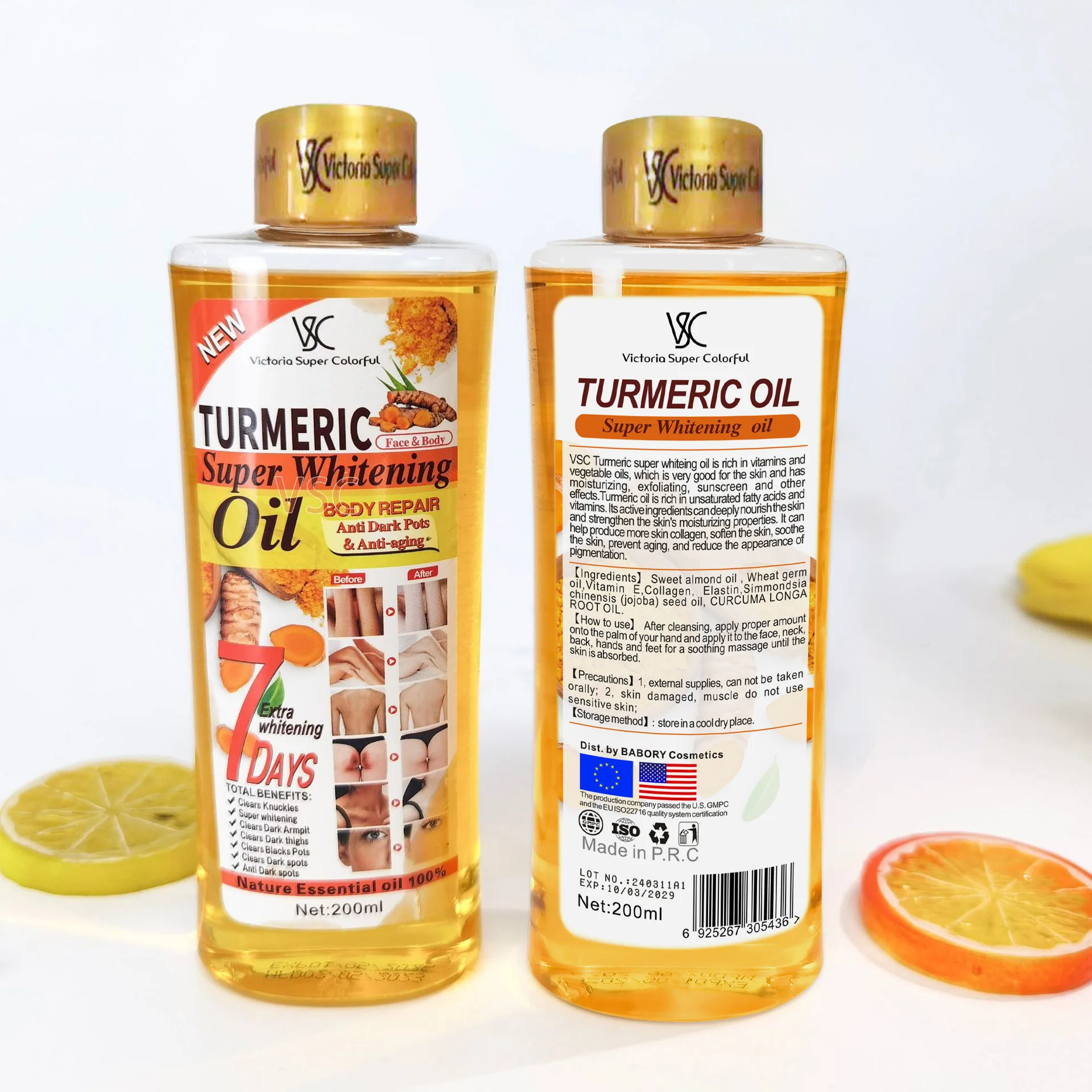 Massage Oil Glow 100% Natural Super Whitening Turmeric Oil Face and Body Moisturizing Nourishing Lightens Correct Spots