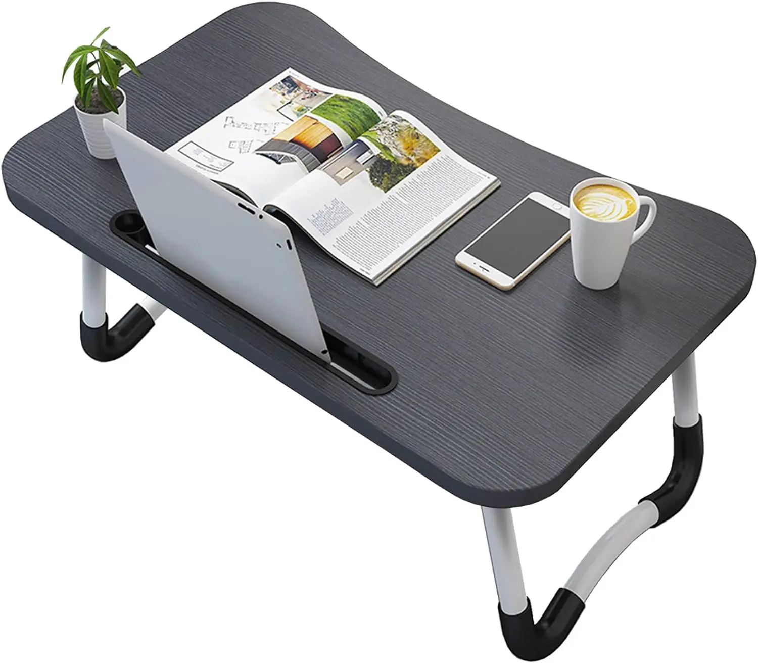 Home Office Laptop Stand Desk Portable Study Computer Desk with Cup Holder Foldable Lazy Laptop Table Office Furniture Modern