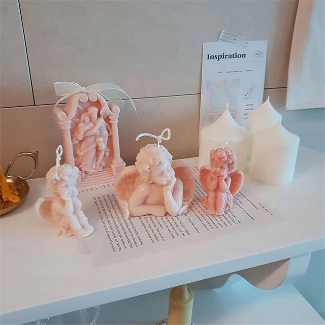 DLW034 Angel Shape Candle Mold Diy Handmade Aromatherapy Silicone Hug Angel Candle Mold